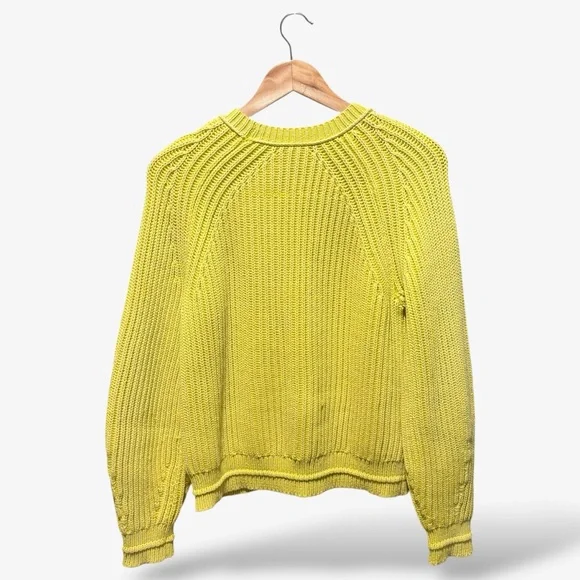 J. Crew Chunky Knit Sweater Crewneck Chartreuse Yellow Green Size M {AK184} - Picture 8 of 8